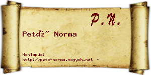 Pető Norma névjegykártya